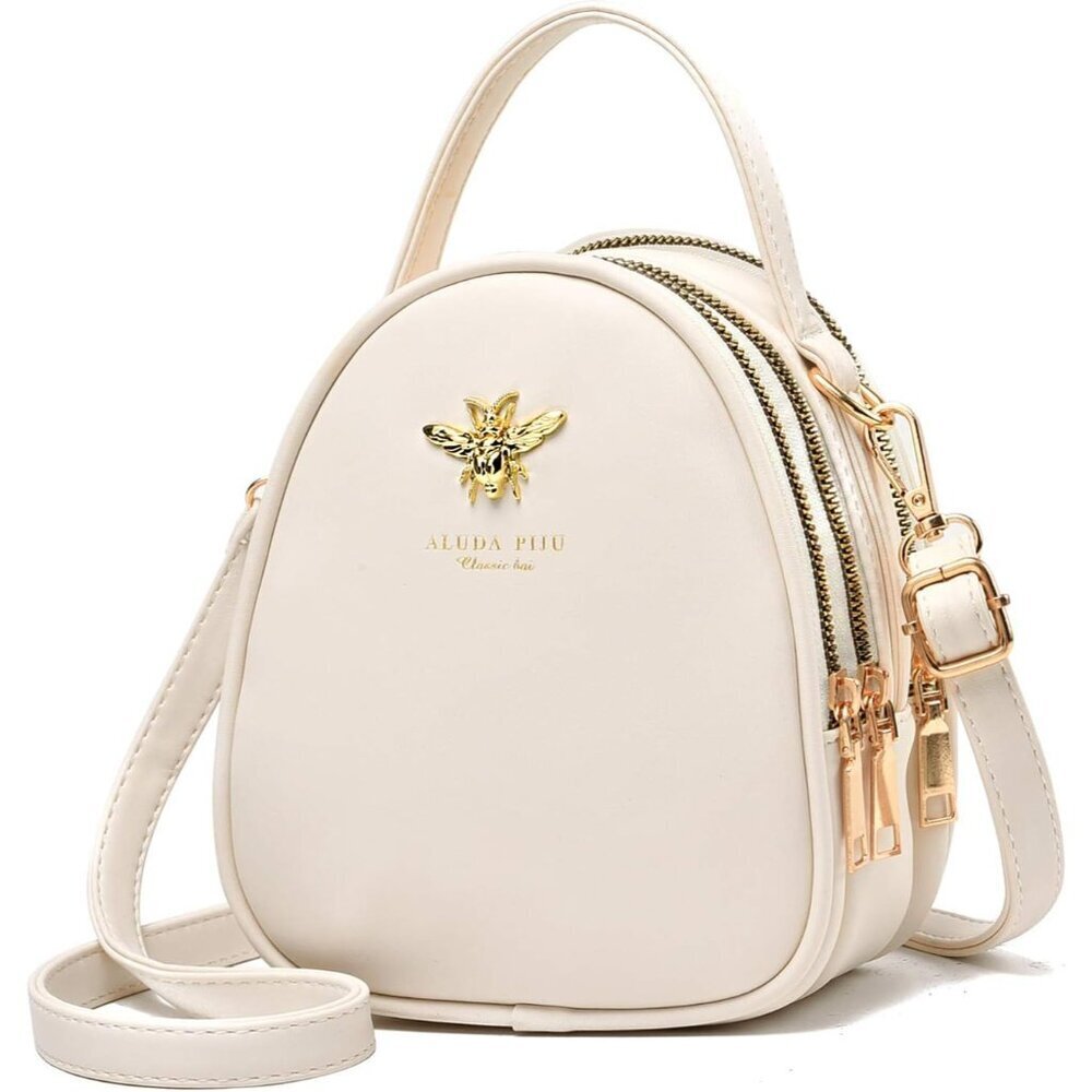 Women Small Faux Leather Crossbody Bag with Zipper Pockets Multi-Use